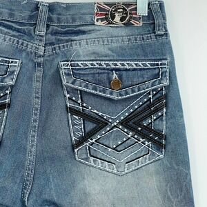 Monarchy mid rise straight flap pocket jeans